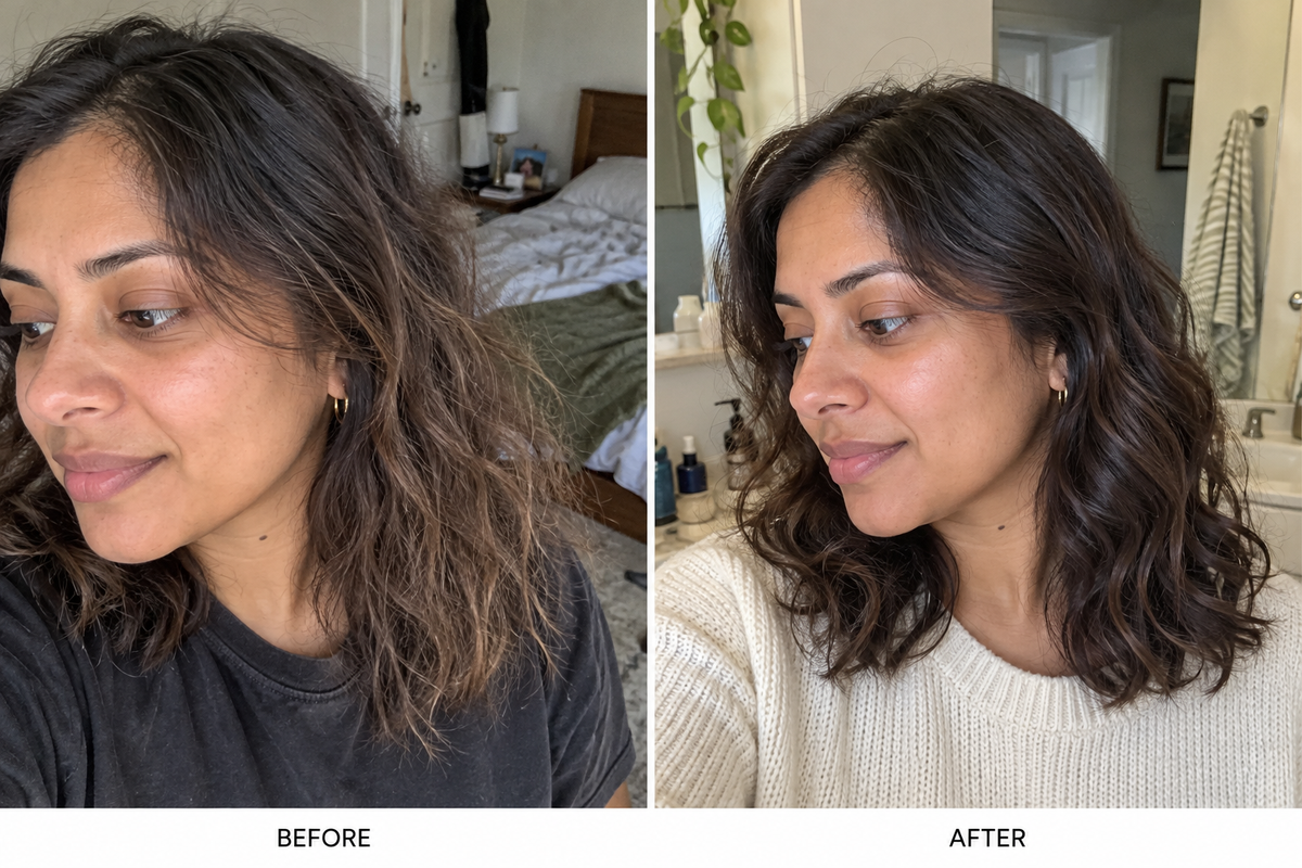 Beauty Bloom customer photo showing hair before and after