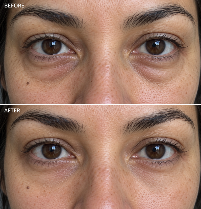 Before and after under-eye comparison 2