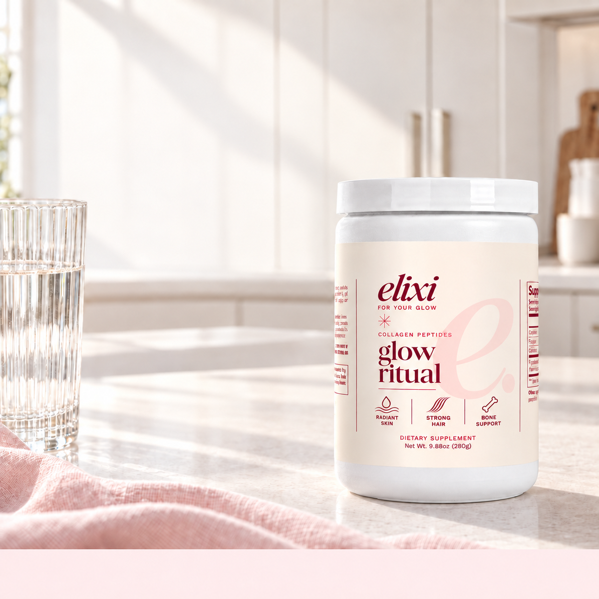 Glow Ritual one-time purchase options: two, three or six tubs, no automatic refills, and free U.S. shipping on three and six packs.