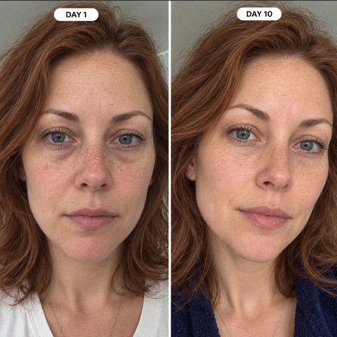 Customer-supplied Peptide Under-Eye Cream review photograph showing Day 1 and Day 10